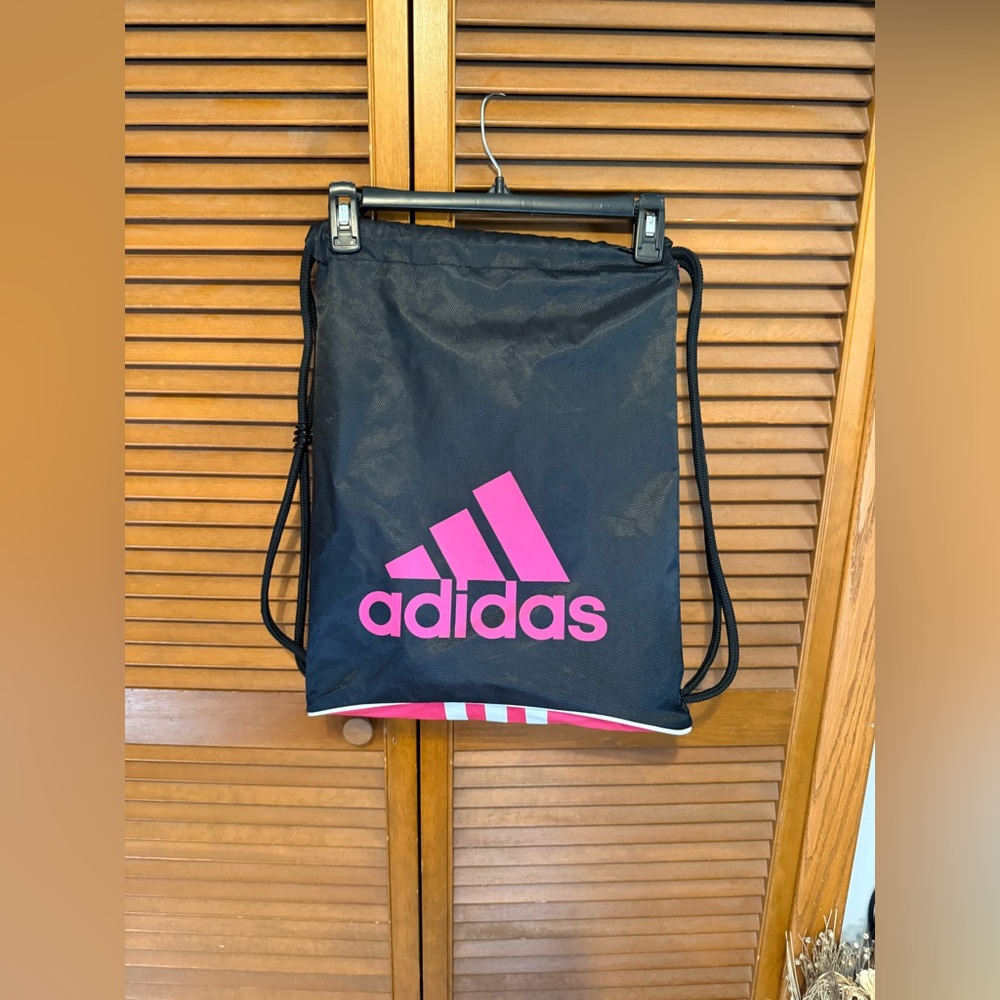Adidas Black and Pink Logo Backpack